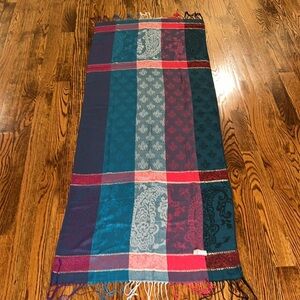 100% Pashmina scarf: hot pink, turqoise, green-new, never used